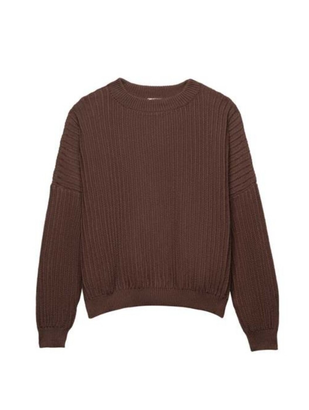 Honest Cotton Courtney Crewneck Sweater Chocolate Brown O/S Ribbed Dark Academia